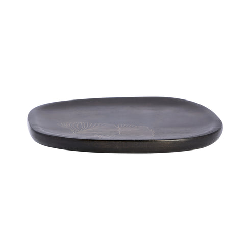 Handmade Wood and Brass Serving Platter